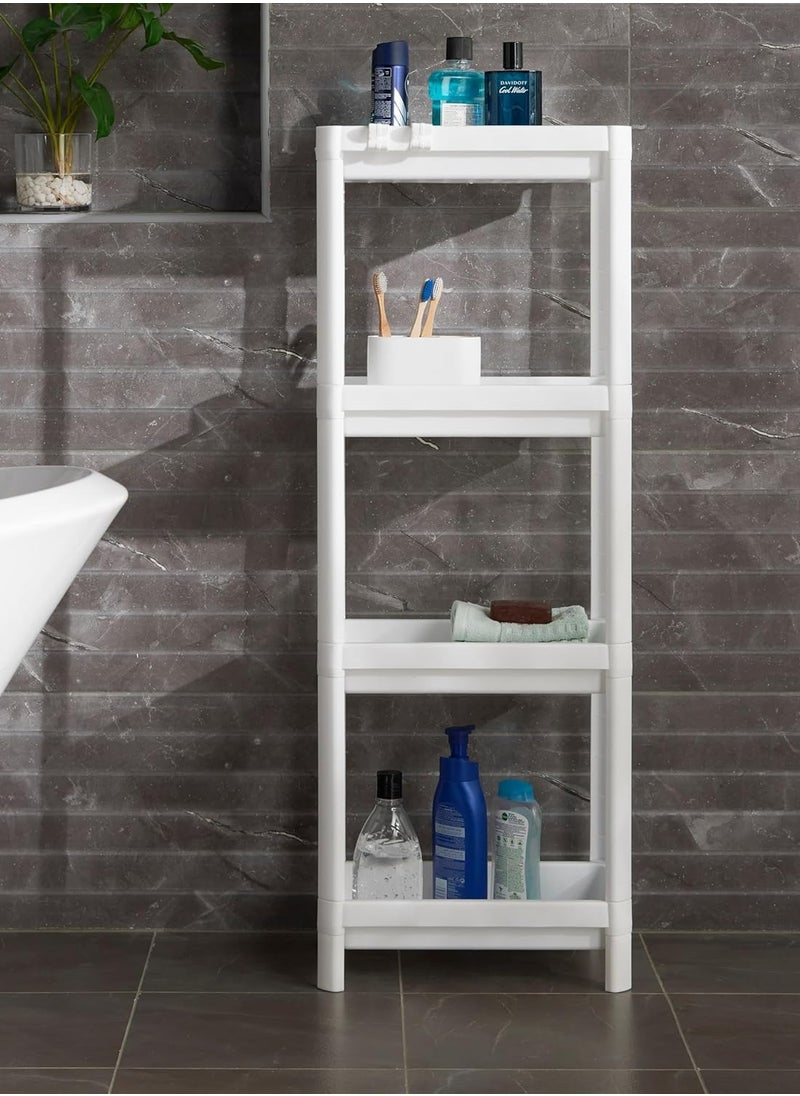 erorex - Shower Caddy Corner Shelves Bathroom Shelving Unit Plastic Shelf Kitchen Bathroom Storage rust proof 4 Tiers Shower Shelves - Image 1