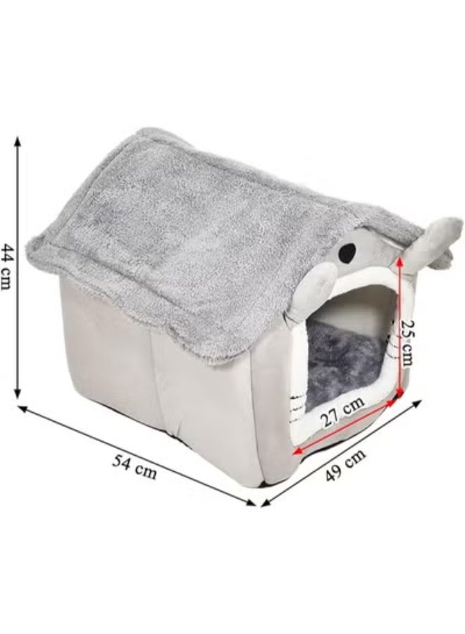 NNC PETS Fluffy cat house with Removable soft pillow, Anti-slip bottom, Cartoon hood design, Kennel bed mat with plush material, Washable, Covered with Pet Condo, Large size for medium pets, 54 cm - Image 2