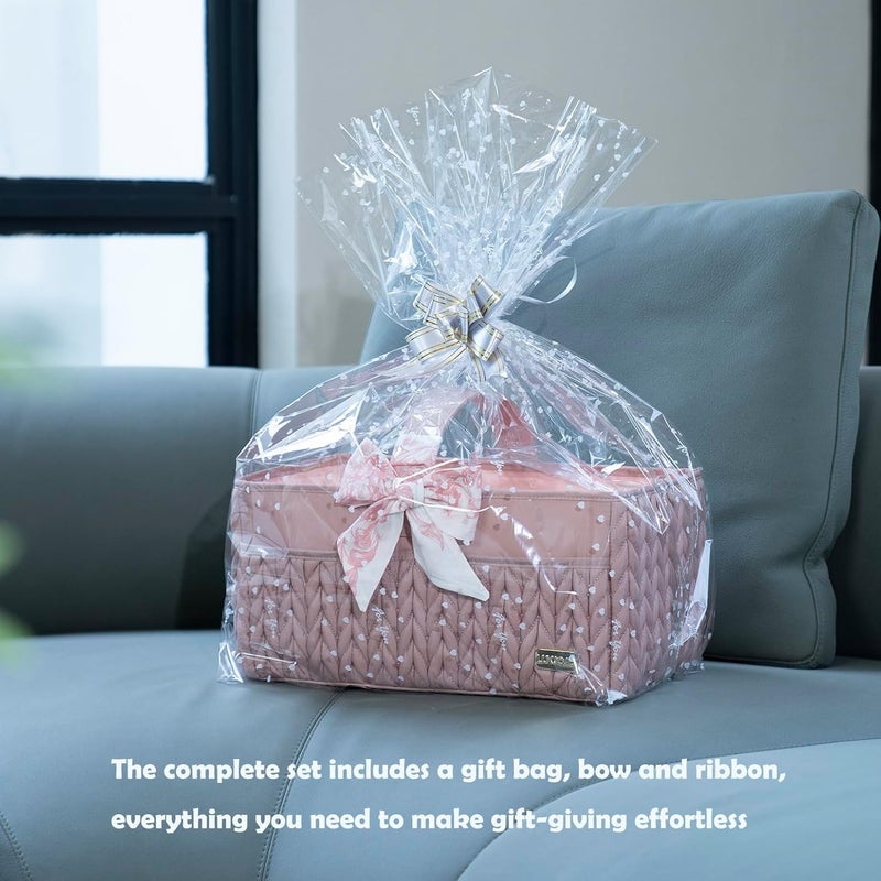 LUKJOJO Luxurious Baby Diaper Caddy, Nursery Storage Basket for Newborn Essentials, Travel Baby Basket for Diapers Baby Wipes, Organizer Tote Bag Storage Bin, Baby Shower Gifts(Dusty Rose) - Image 3