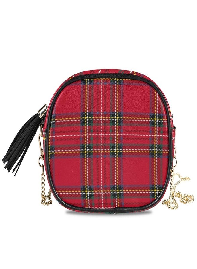 ALAZA Tartan Background Plaid Crossbody Bag with Adjustable Metal Chain Strap for Women Girl - Image 1
