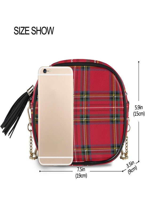 ALAZA Tartan Background Plaid Crossbody Bag with Adjustable Metal Chain Strap for Women Girl - Image 3