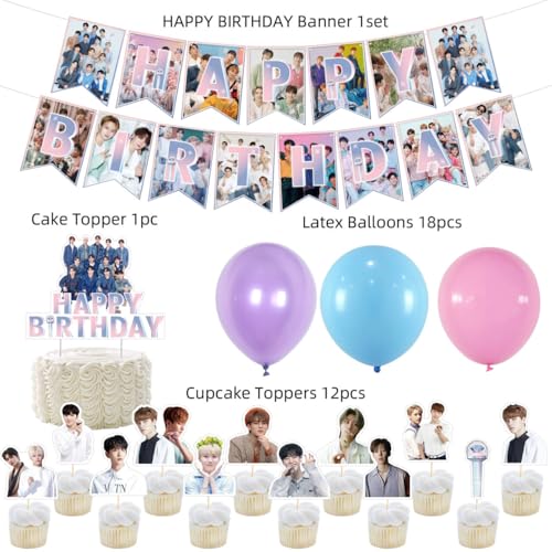 YiYiXiXi 17 Birthday Decorations Gift Set,Birthday Party Supplies Includes Banners - Cake Topper - 12 Cupcake Toppers - Image 2