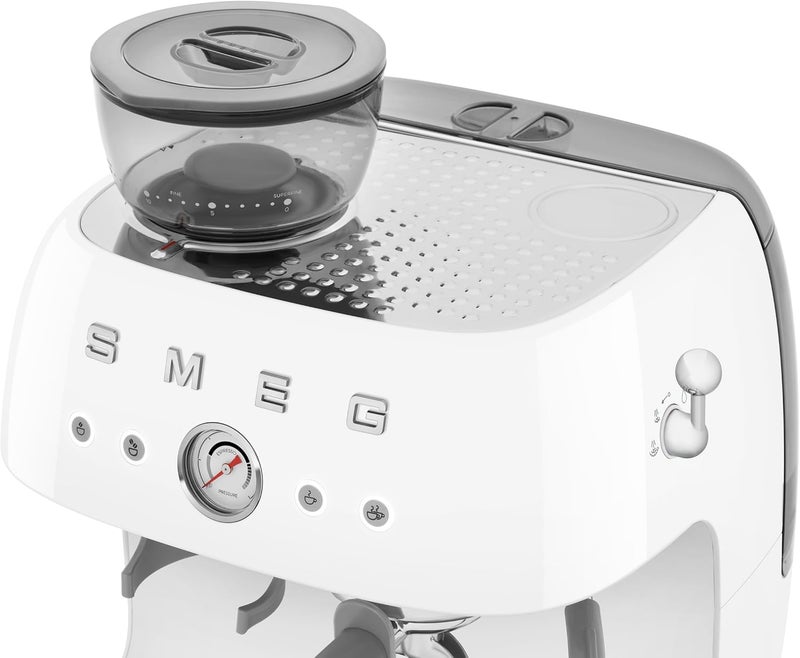 Smeg EGF03WHUK Espresso Machine with Pump & Grinder, Adjustable Temperature & Pre-Infusion, Italian Design, White 2.4 L EGF03WHUK WHITE - Image 3