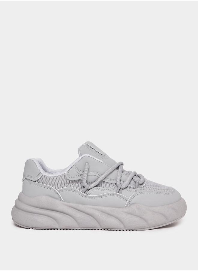 Styli Styli Textured Chunky Sole Lace Up Sneakers  - Image 2