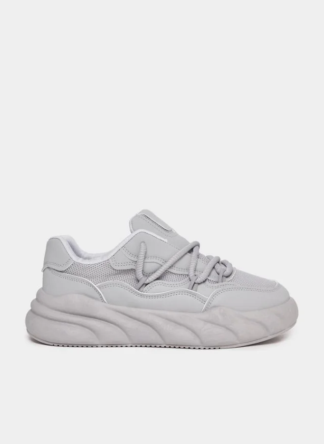 Styli Active Textured Chunky Sole Lace Up Sneakers