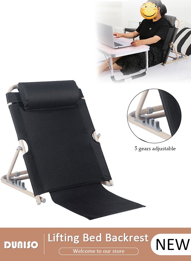 DUNISO Lifting Bed Backrest,Adjustable Sit up Back Rest Multifunctional floor Chair for Bed, Adjustable Bed Backrest Support with Head Pillow for Neck, Head, Lumbar Support,Folding Chair - Image 1