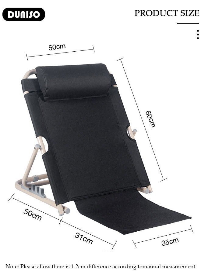 DUNISO Lifting Bed Backrest,Adjustable Sit up Back Rest Multifunctional floor Chair for Bed, Adjustable Bed Backrest Support with Head Pillow for Neck, Head, Lumbar Support,Folding Chair - Image 4