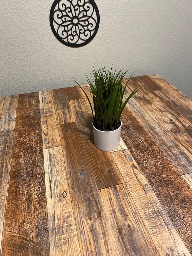 TANONE Wood Contact Paper Kitchen Peel and Stick Wallpaper, Self Adhesive Removable Wallpaper Countertops Waterproof, Shiplap Wall Paper Wood Vinyl Wrap for Cabinets Rustic Brown 1181" x 17.5" - Image 2
