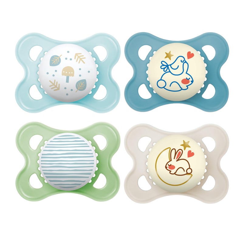 MAM Original Day & Night Pacifiers, Binky Pacifier for 0-6 Months, BPA-Free Silicone, Glows in The Dark, Best for Newborn Babies, Developed with Medical Experts, 4 Count Binkies - Image 1