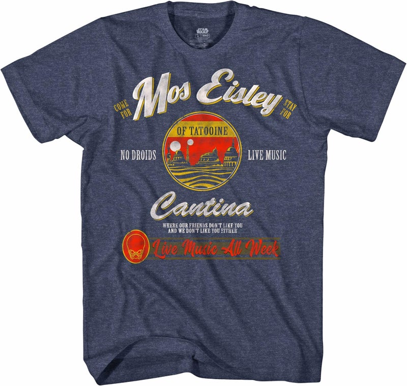 STAR WARS Mos Eisley Cantina Tatooine Men's Adult Graphic Tee T-Shirt (Navy Heather, Small) - Image 1
