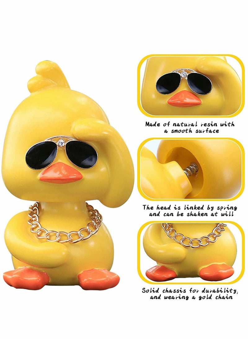كابتن تيك Dashboard Decorations Duck, Cute Yellow Duck Toy Car Ornaments Cool Duck Car Dashboard Decorations Shaking Head Doll Wave Left yellow - Image 2