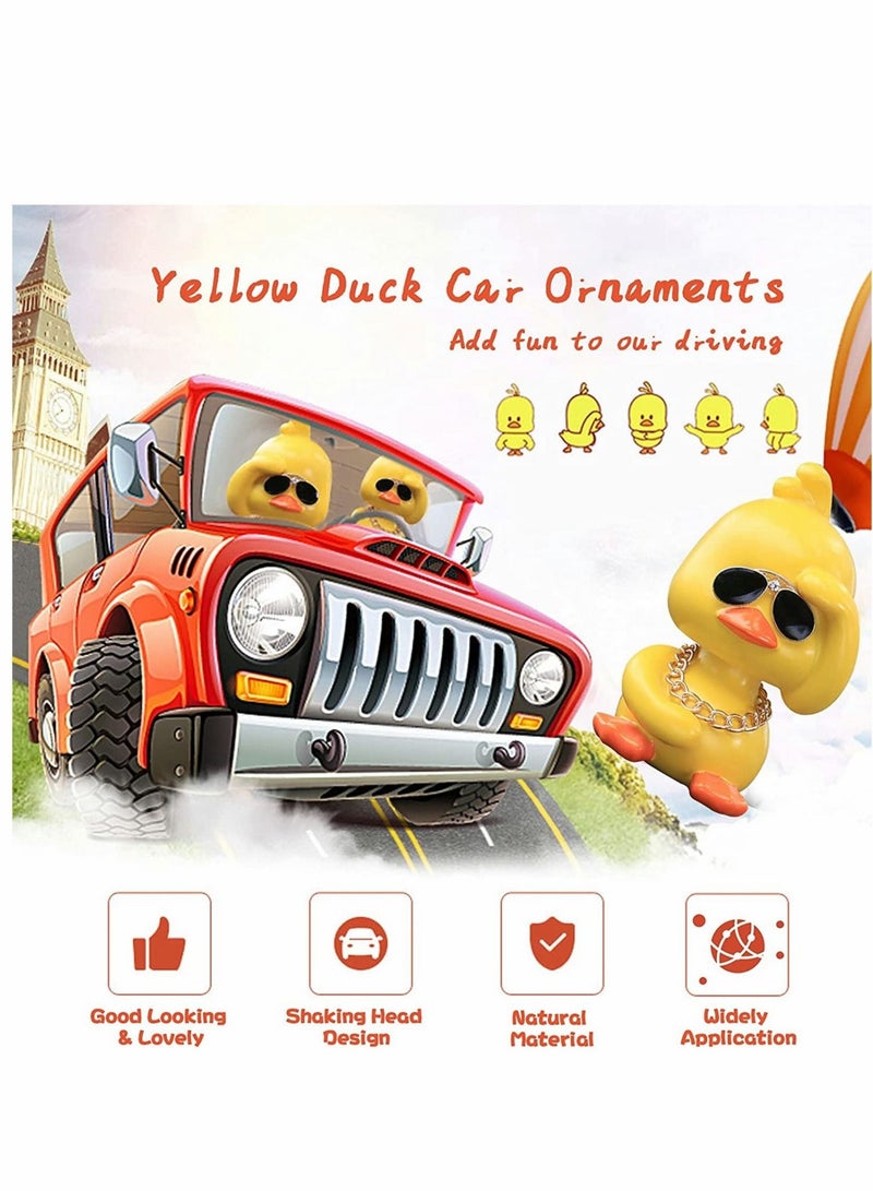 كابتن تيك Dashboard Decorations Duck, Cute Yellow Duck Toy Car Ornaments Cool Duck Car Dashboard Decorations Shaking Head Doll Wave Left yellow - Image 3