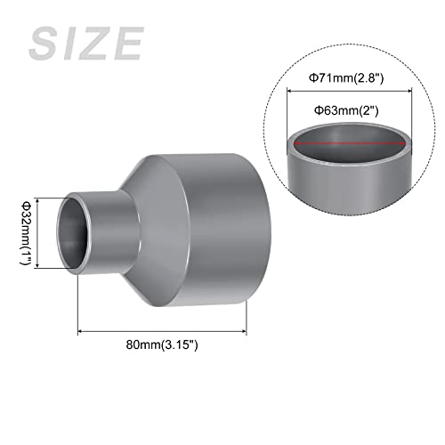 METALLIXITY Duct Reducer, (2 to 1 Inch) 2Pcs, PVC Pipe Increaser DWV Reducing Coupling - for Water Supplies Build, DIY, Garden Shelf Greenhouse, Gray - Image 2