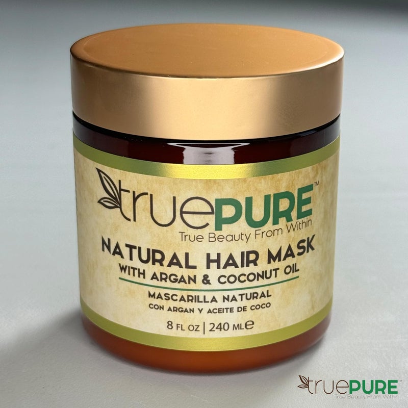 TruePure Argan Oil Hair Mask Conditioner for Dry Damaged Hair - Deep Conditioning Hydrating Hair Repair Treatment with Coconut, Caffeine, Jojoba - Stronger, Thicker & Fuller Hair Growth - 8oz - Image 4