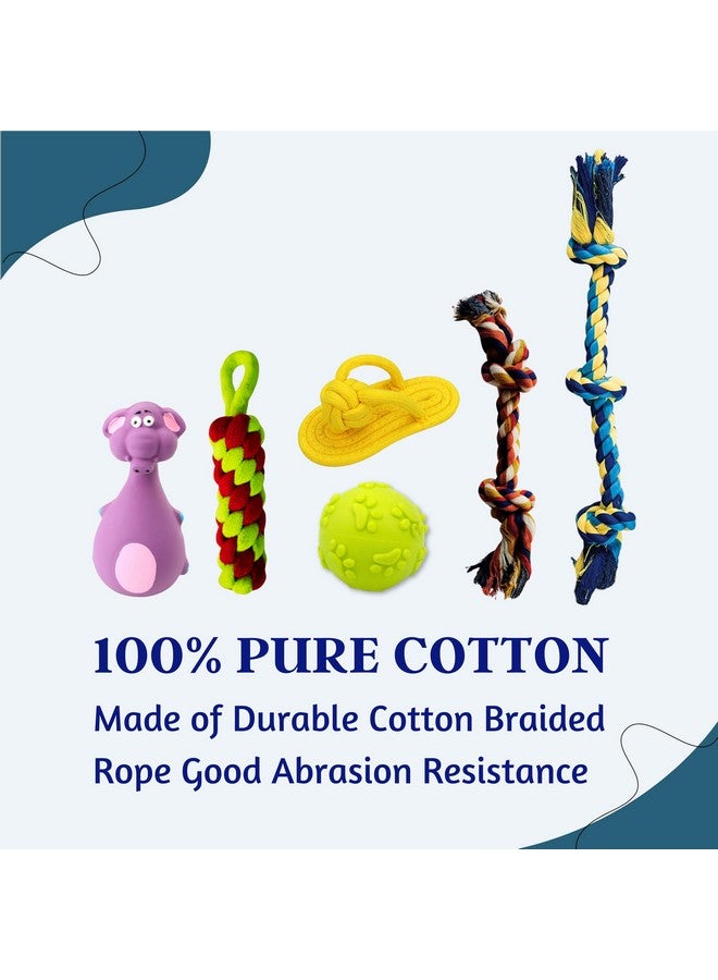 Generic 6 In 1 Squeaky And Chew Rope Dog Toy Combo - (2Knot Rope + 3Knot Rope + Slipper + Corn Stick + Claw Ball + Purple Elephant) | Chewing, Playing, & Teething For Small Dogs And Puppies  - Image 4