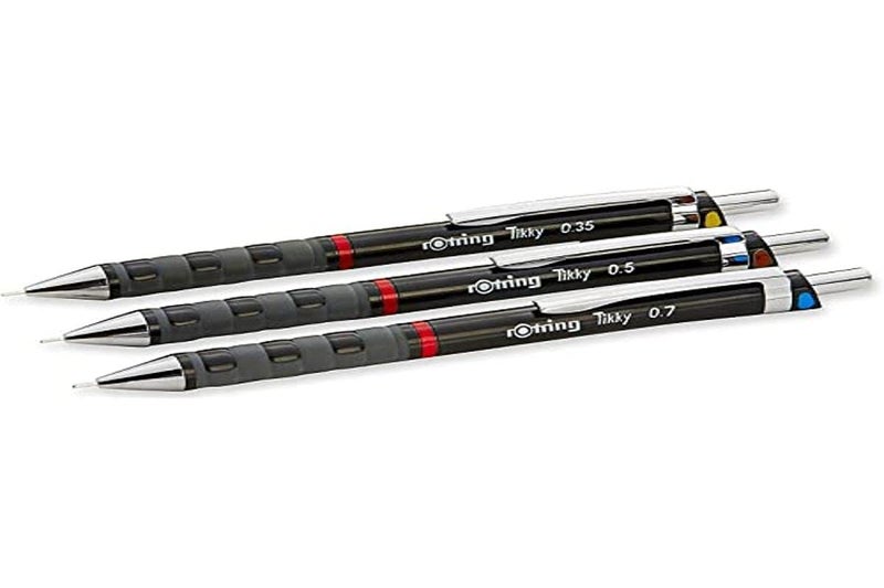 rOtring S0801310 Tikky Mechanical Pencil, Black Barrel, 3-Piece Set - Image 1