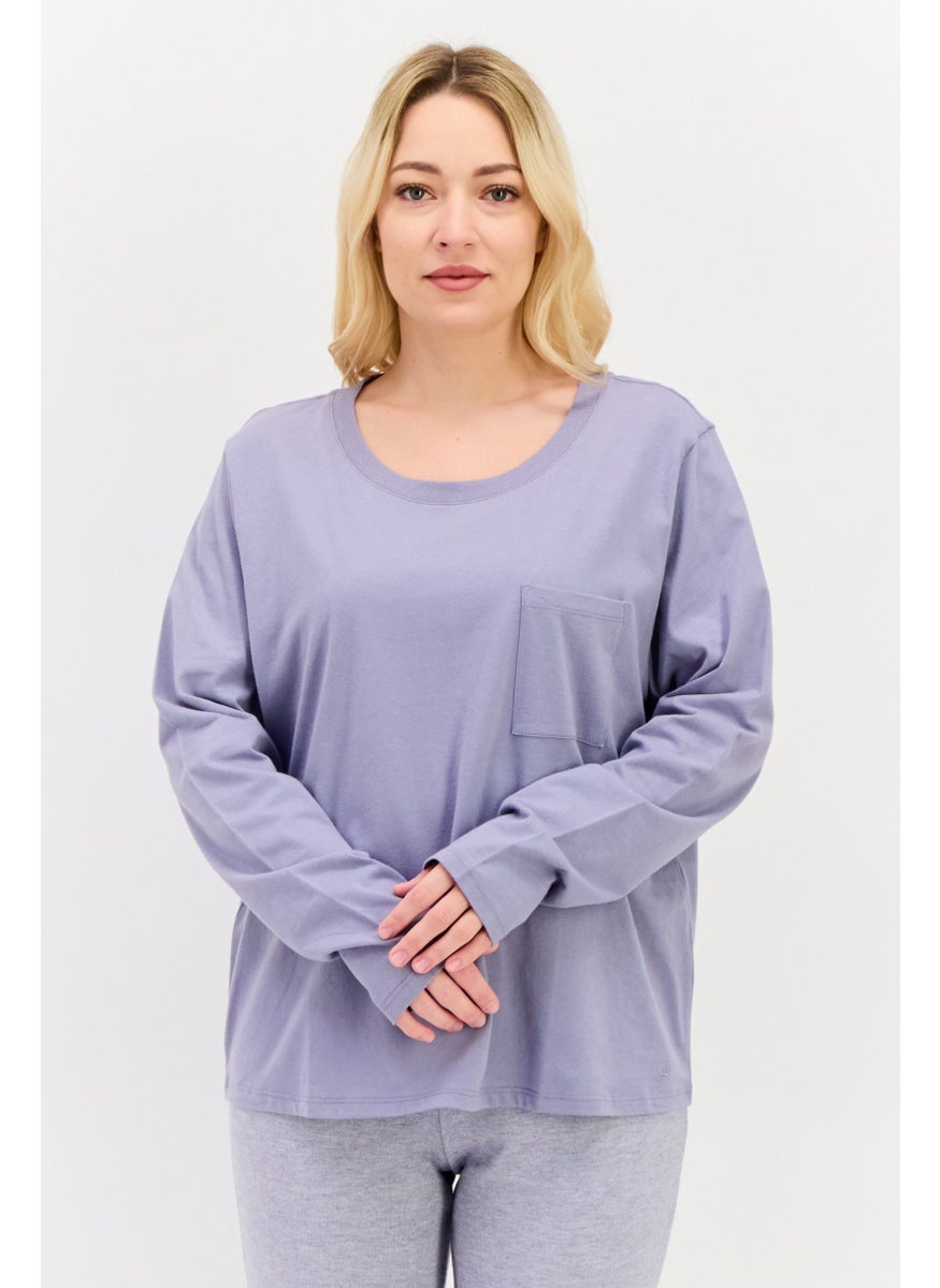 TRIUMPH Women Solid Full Sleeves Pajamas Top, Lavender  - Image 1