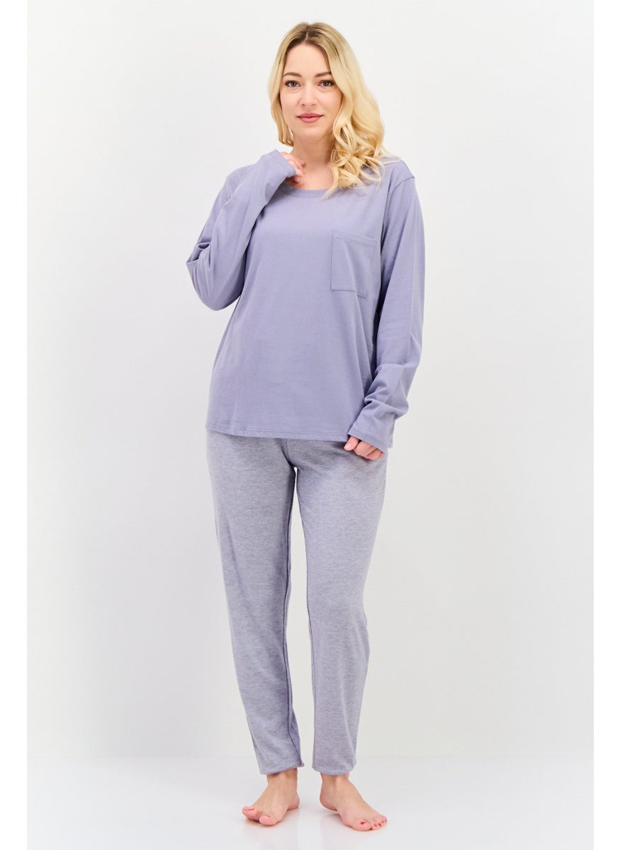 TRIUMPH Women Solid Full Sleeves Pajamas Top, Lavender  - Image 4