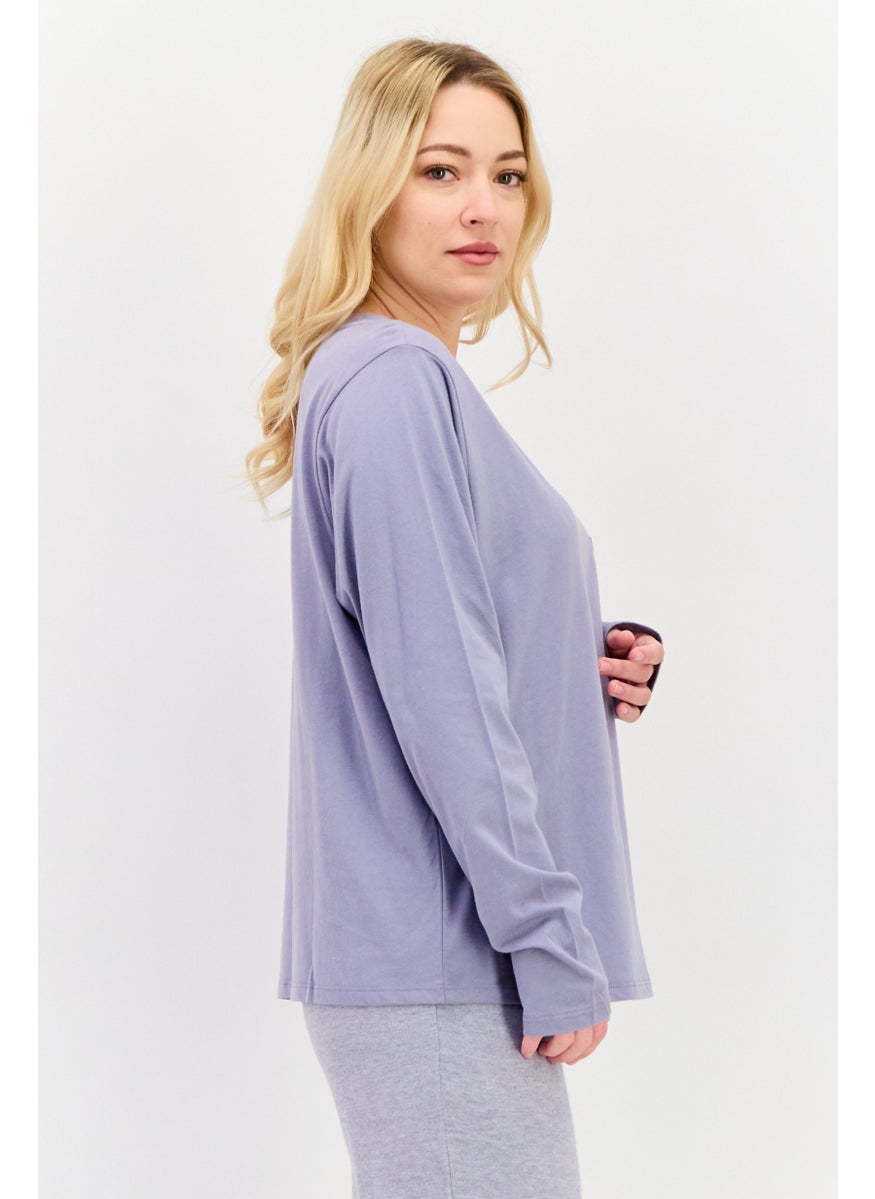 TRIUMPH Women Solid Full Sleeves Pajamas Top, Lavender  - Image 2
