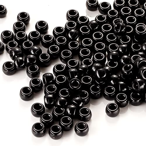 FINEWEN Black Pony Beads(1200Pcs 6x9mm) Hair Beads,Pony Beads Bulk,Beads for Bracelets Making,Beads for Hair Braids (Black) - Image 5