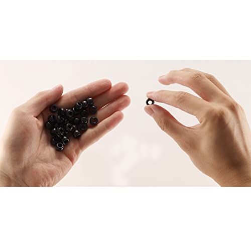 FINEWEN Black Pony Beads(1200Pcs 6x9mm) Hair Beads,Pony Beads Bulk,Beads for Bracelets Making,Beads for Hair Braids (Black) - Image 3