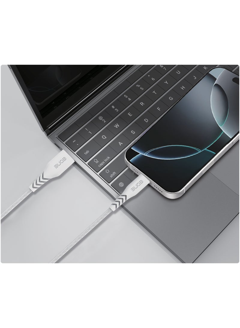 EONE USB-A to USB-C Cable 1.2M Fast Charging Data Cable Nylon Braided Type C Cable for iPhone 15 Samsung Android Phones Tablet Charging Sync – White - Image 4