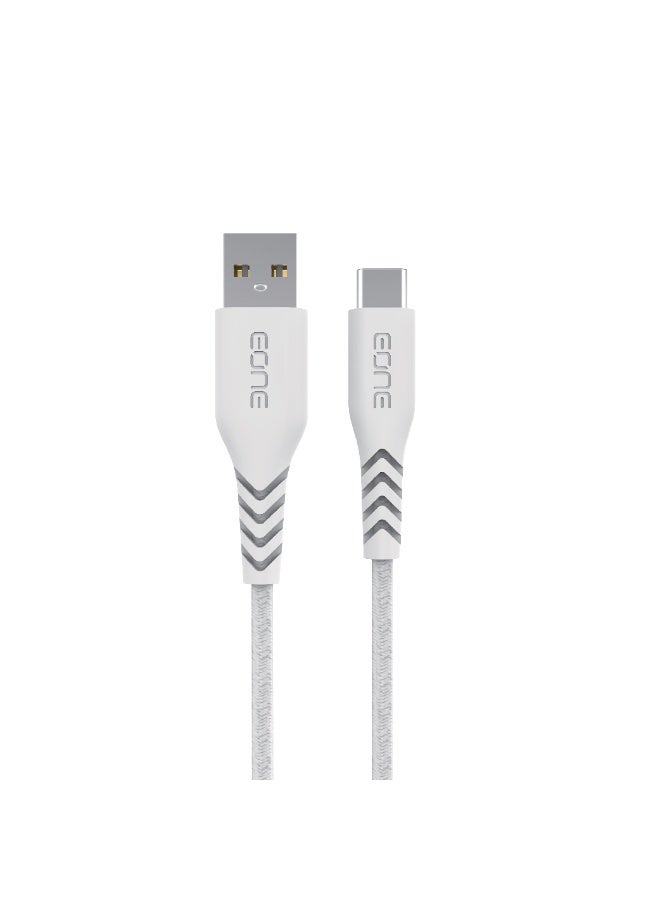 EONE USB-A to USB-C Cable 1.2M Fast Charging Data Cable Nylon Braided Type C Cable for iPhone 15 Samsung Android Phones Tablet Charging Sync – White - Image 1