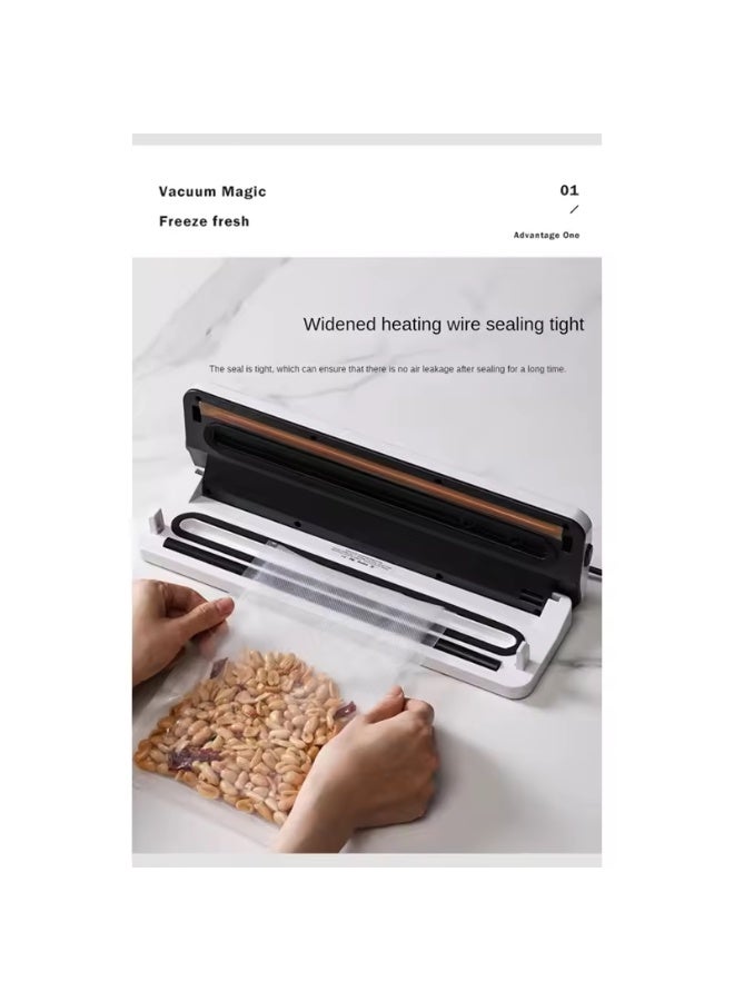 White Vacuum Sealer, Compact Food Vacuum Machine, Push Button Food Vacuum Machine, Wet & Dry, 60kpa Compact Vacuum Sealer, 1 Vacuum Sealer + 10 Food Bags  - Image 4