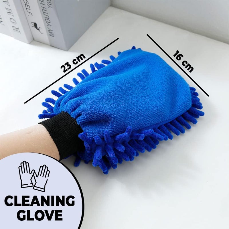 Kuber Industries Kuber Industries Chenille Dry Mitt Gloves|Multi-Purpose Gloves for Kitchen, Home & Laptop Cleaning|Lint & Scratch Free|Super Absorbent|Extra Large But Light Weight |FH8059|Blue - Image 3