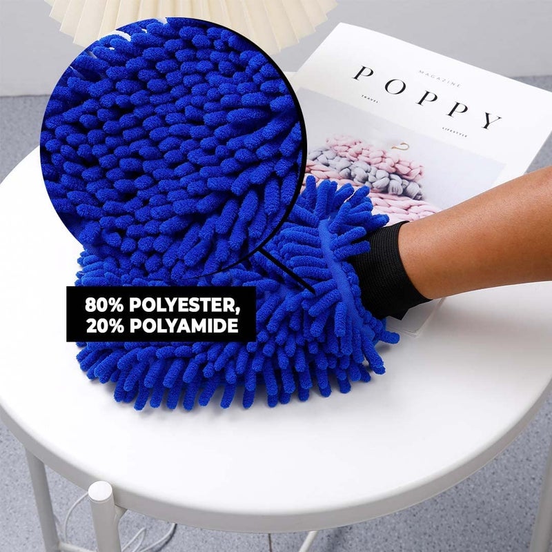 Kuber Industries Kuber Industries Chenille Dry Mitt Gloves|Multi-Purpose Gloves for Kitchen, Home & Laptop Cleaning|Lint & Scratch Free|Super Absorbent|Extra Large But Light Weight |FH8059|Blue - Image 5