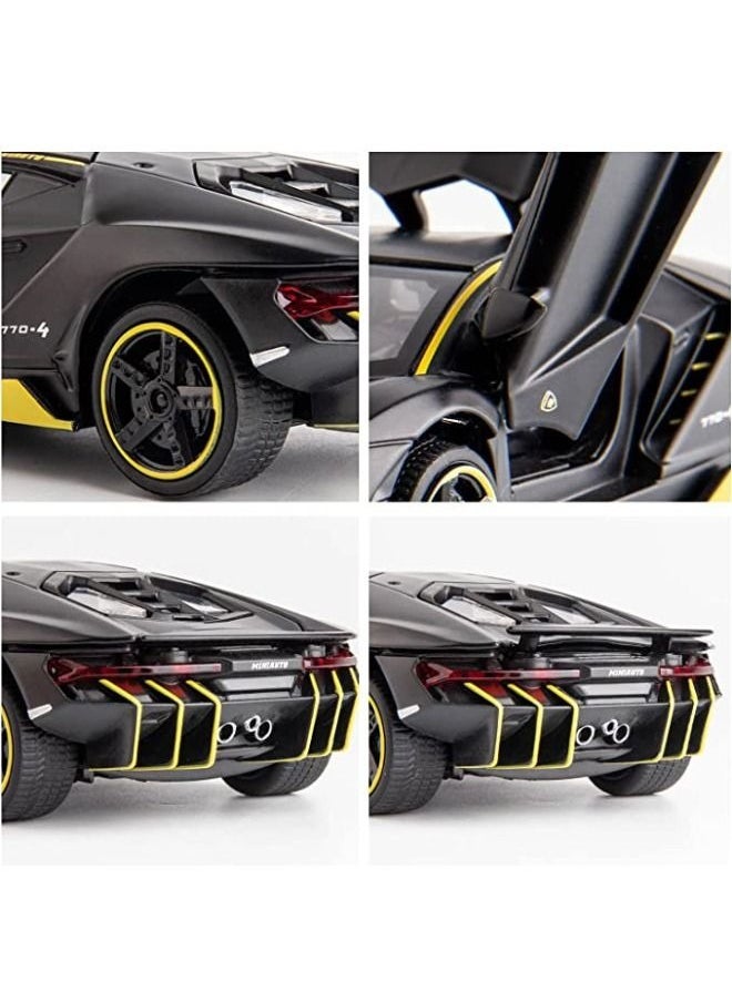 1:32 Lamborghini LP770 Car Model Toy，Zinc Alloy Pull Back Toy Car，Sound and Light Pull Back Model Car for Kids Boy Girl Gift (Black)  - Image 2