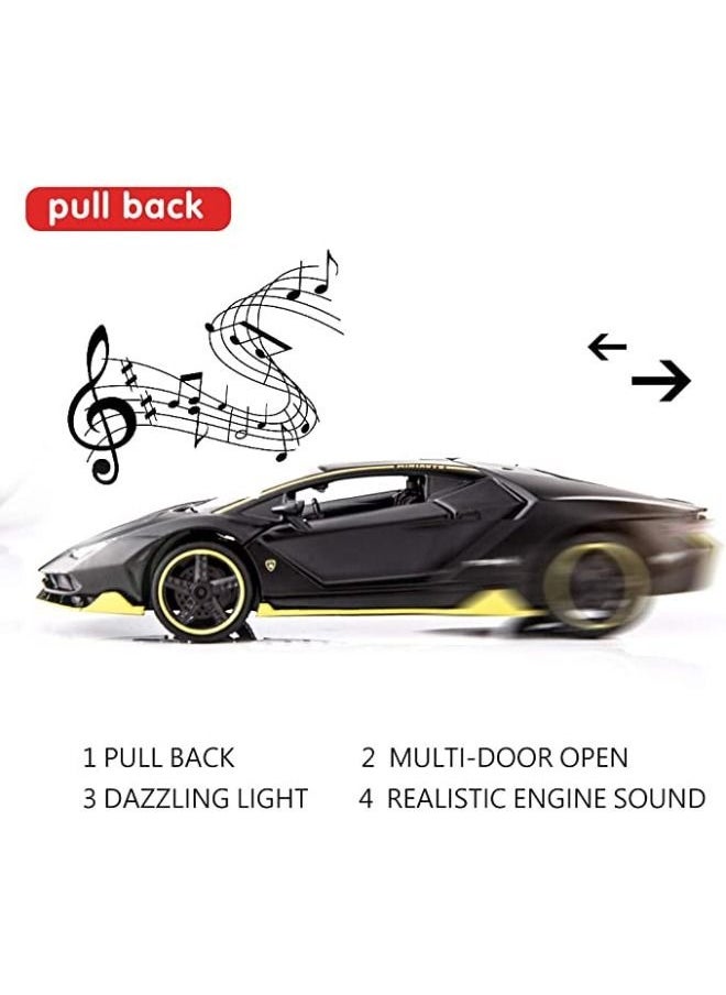 1:32 Lamborghini LP770 Car Model Toy，Zinc Alloy Pull Back Toy Car，Sound and Light Pull Back Model Car for Kids Boy Girl Gift (Black)  - Image 4
