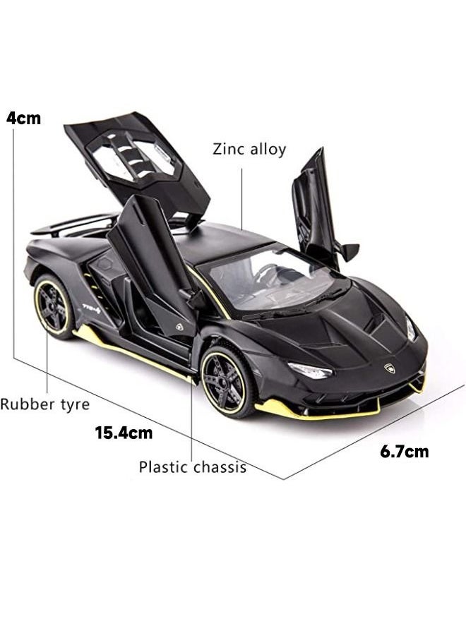 1:32 Lamborghini LP770 Car Model Toy，Zinc Alloy Pull Back Toy Car，Sound and Light Pull Back Model Car for Kids Boy Girl Gift (Black)  - Image 3