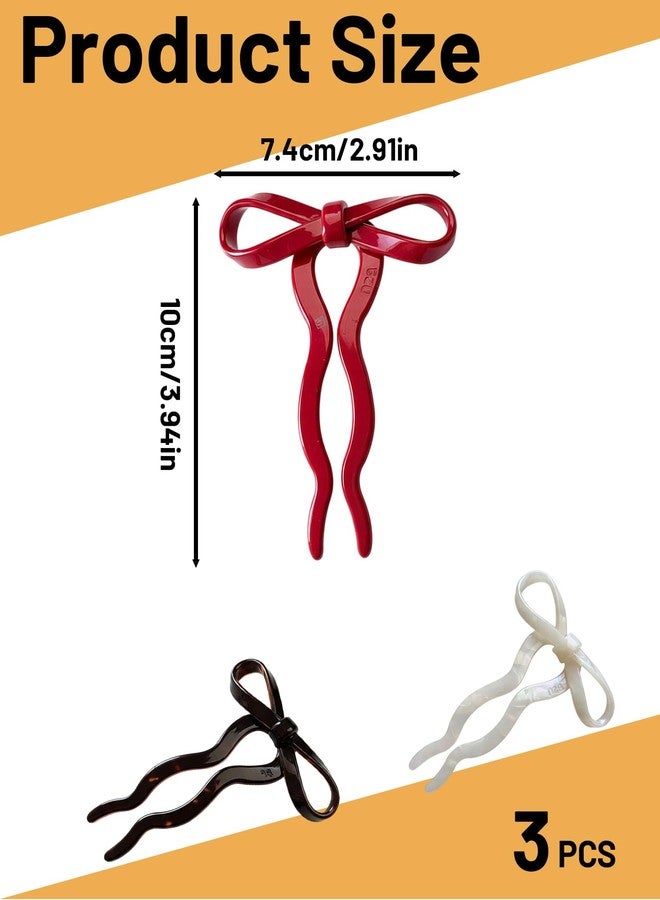 Aeenioy 3 French Pins for Hair, U Pins for Hair Styling, Hair Stick for Bun, Hair Pins for Women, Chinese Hair Pin, Hair Accessories for Women, Banana Clips for Hair, Hair Bun Clip, Brown Red Apricot Set - Image 5