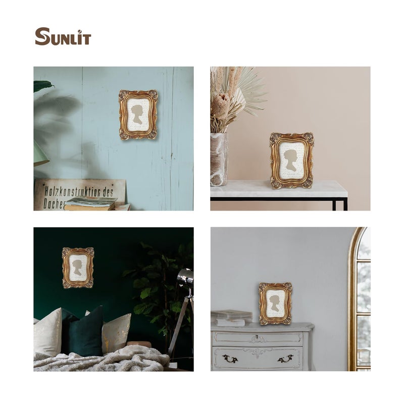 Sunlit إطار صور عتيق مشمس 4x6 بوصة  إطارات صور فاخرة عتيقة مع واجهة زجاجية  عرض الصور  تعليق على الطاولة  أفكار هدايا  برونزي - Image 4
