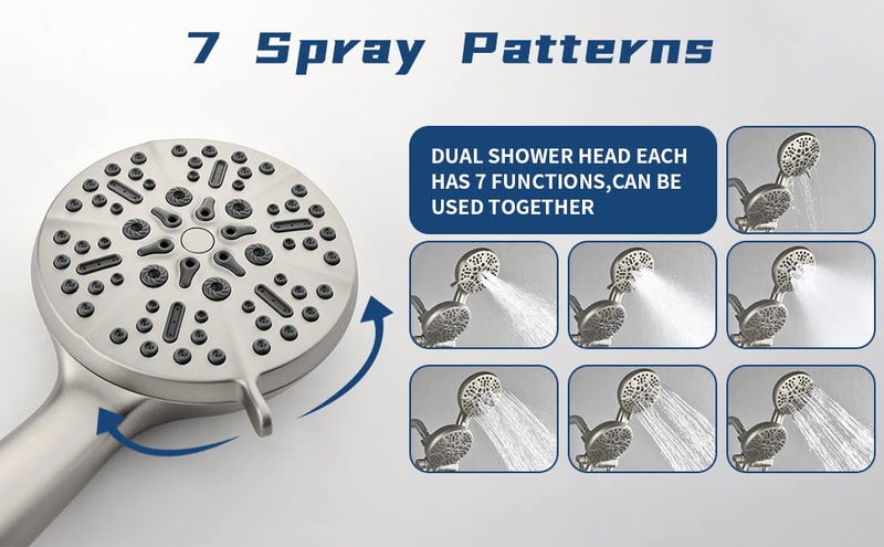 DIFEINI Shower Tub Kit Dual Shower System with Tub Spout Tub and Shower Faucet Set Complete Dual Shower Head and Handheld Combo Set Tub and Shower Trim Kit Brushed Nickel - Image 5