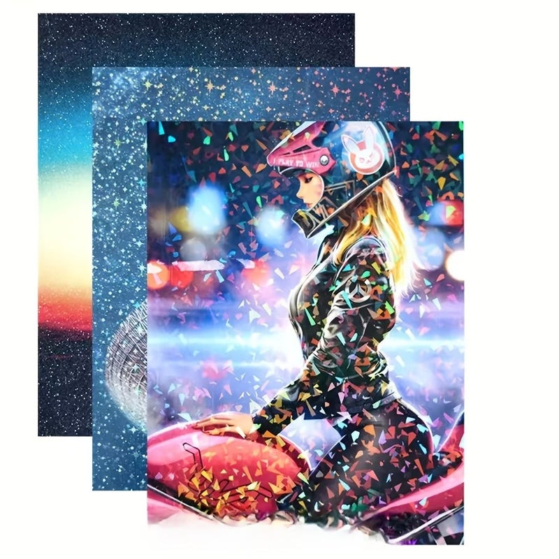 A4 Holographic Cold Lamination Film 10 Sheets Self-Adhesive Iridescent Star Pattern Vinyl Sticker Paper for Photos Crafts DIY Scrapbooking No Machine Needed - Image 5