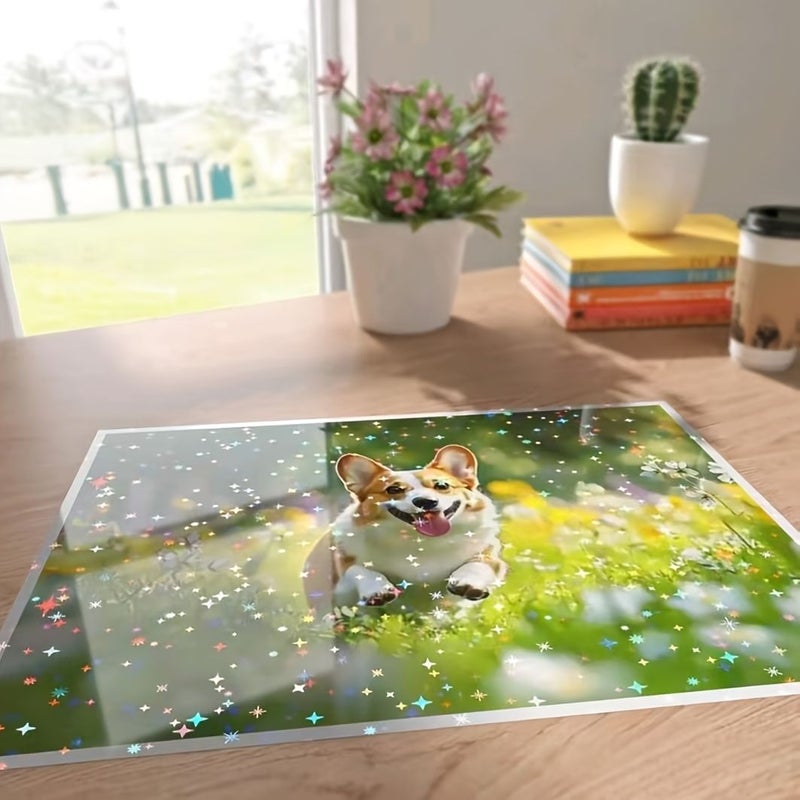 A4 Holographic Cold Lamination Film 10 Sheets Self-Adhesive Iridescent Star Pattern Vinyl Sticker Paper for Photos Crafts DIY Scrapbooking No Machine Needed - Image 3