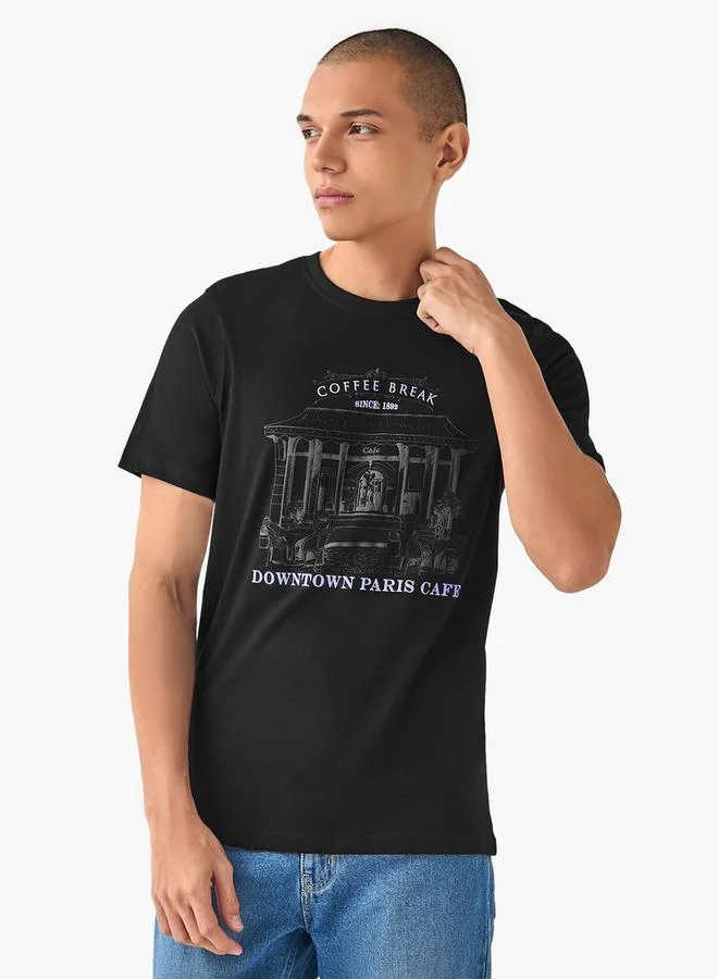 سبلاش فيڤ تيشيرت مطبوع بقصة ضيقة