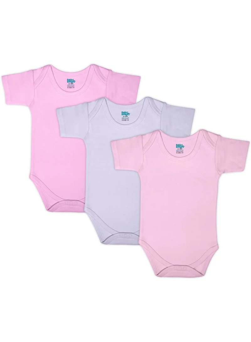 Babies Basic BabiesBasic 100% Super Combed Cotton, Short Sleeves Bodysuit, for New Born to 24months. Set of 3, Pink, Lavender, L.Pink
