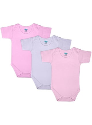 BabiesBasic 100% Super Combed Cotton, Short Sleeves Bodysuit, for New Born to 24months. Set of 3, Pink, Lavender, L.Pink - pzsku/Z378B55E4D84E56C200C5Z/45/1741244622/bac0088e-a981-4ef3-b739-abdf644eed63