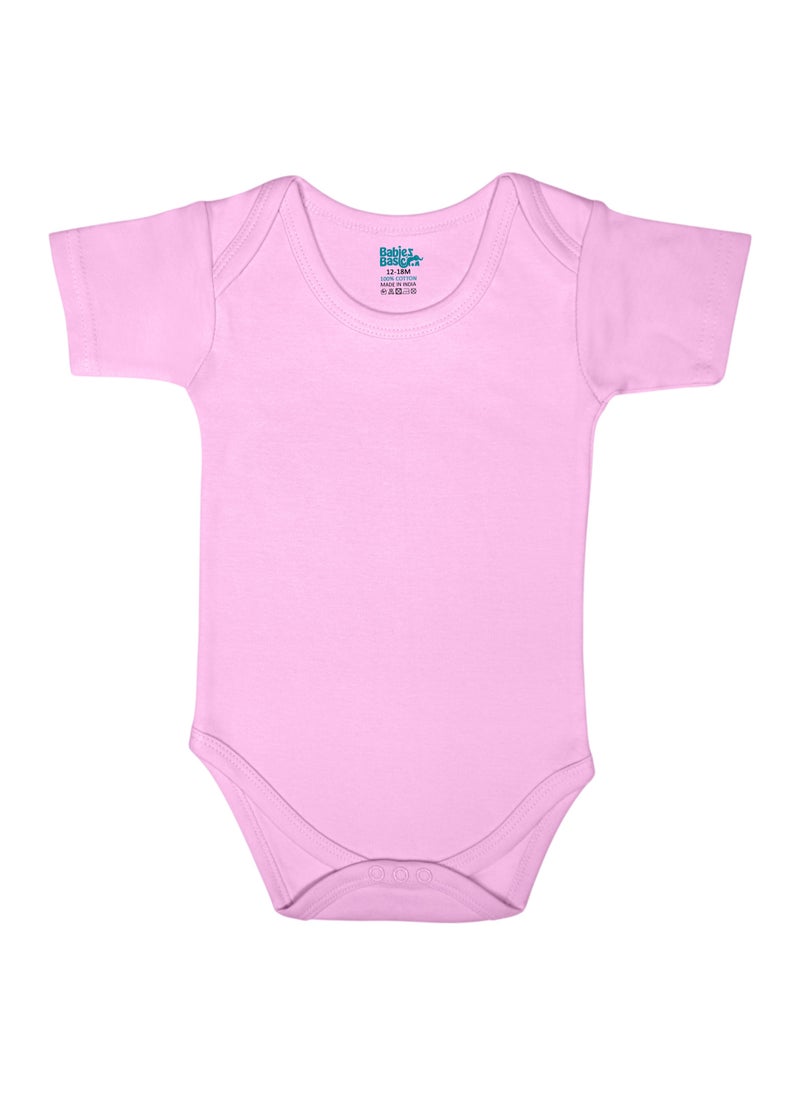 Babies Basic BabiesBasic 100% Super Combed Cotton, Short Sleeves Bodysuit, for New Born to 24months. Set of 3, Pink, Lavender, L.Pink  - Image 2