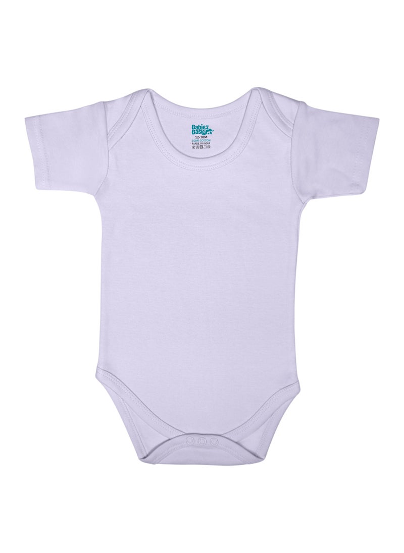 Babies Basic BabiesBasic 100% Super Combed Cotton, Short Sleeves Bodysuit, for New Born to 24months. Set of 3, Pink, Lavender, L.Pink  - Image 3