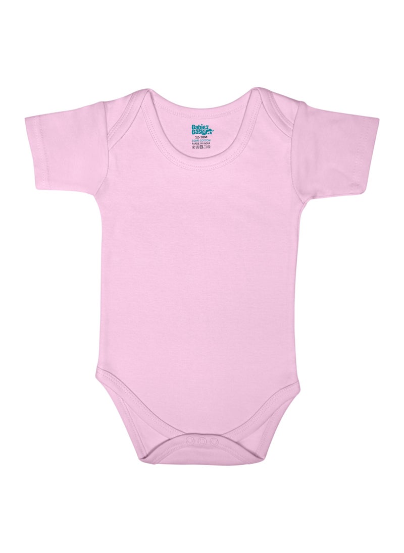 Babies Basic BabiesBasic 100% Super Combed Cotton, Short Sleeves Bodysuit, for New Born to 24months. Set of 3, Pink, Lavender, L.Pink  - Image 4