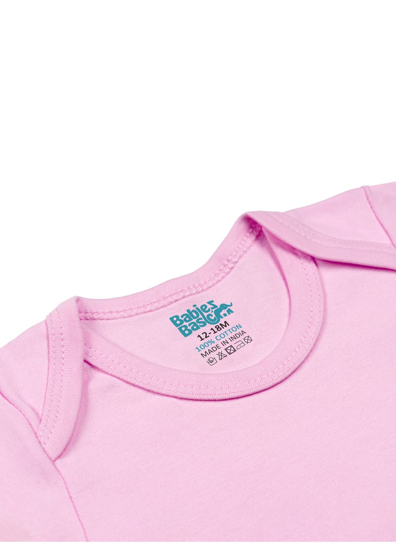 Babies Basic BabiesBasic 100% Super Combed Cotton, Short Sleeves Bodysuit, for New Born to 24months. Set of 3, Pink, Lavender, L.Pink  - Image 5