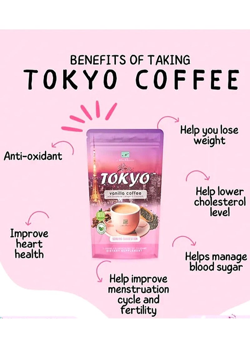NAMIROSEUS Tokyo vanilla coffee with glutathione, collagen and chia seeds 3*1, three pieces - Image 3