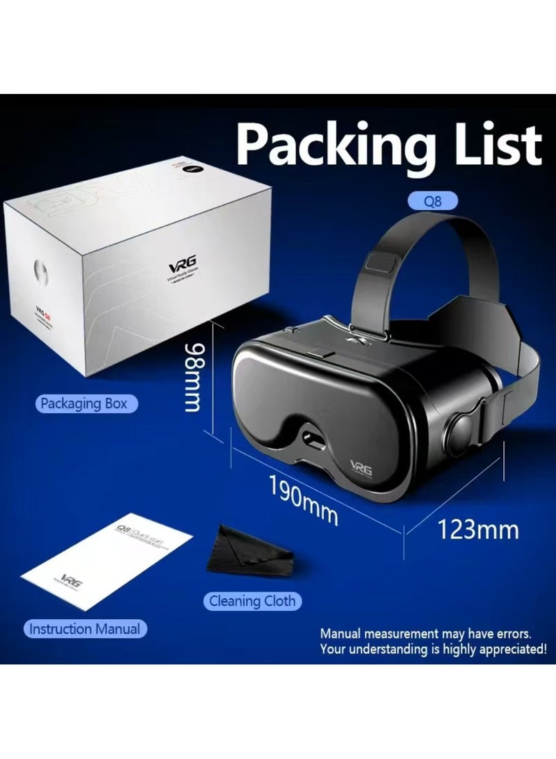 general VR Goggles VRG Q8 3D Virtual Reality VR Glasses+Controller, Blue Light Protection for Movies & Video Games Compatible with iOS & Android Smartphone within 5-7inch Screen Phone Eye Protected Soft & Comfortable Adjustable Distance Big Screen/ 3D Effect + Immersion /Full-Screen Vision, Full Screen, No Borders/ Immersive Games - Image 2