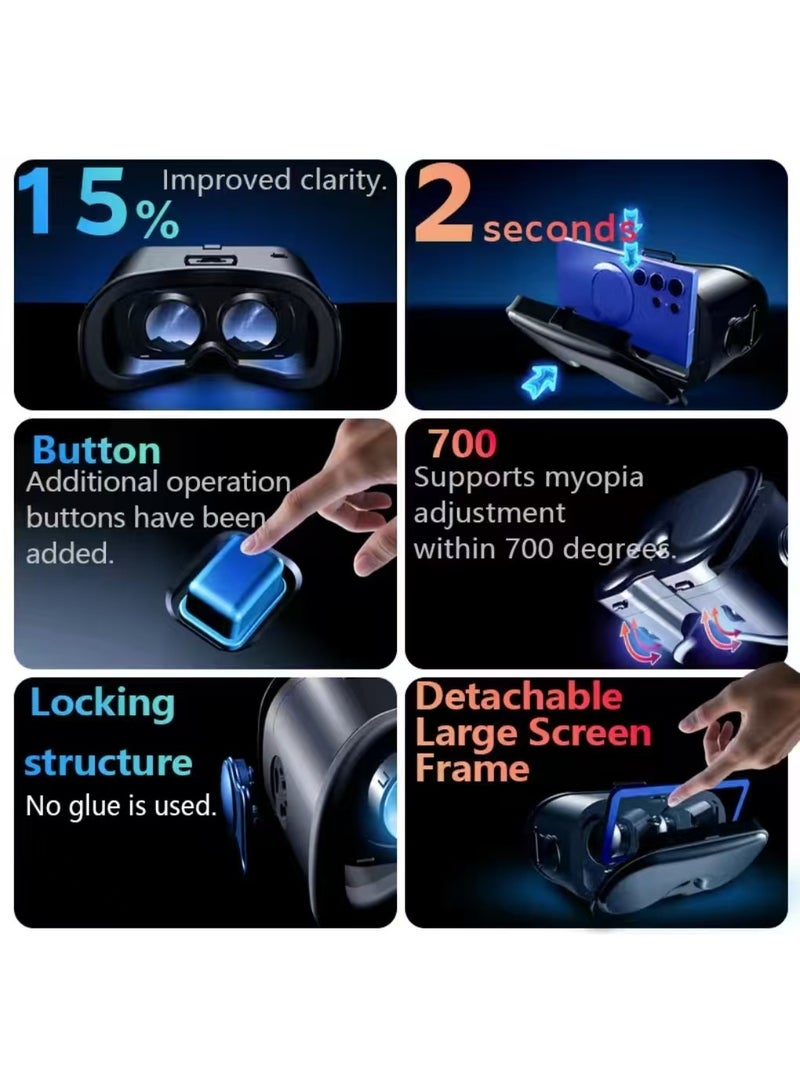 general VR Goggles VRG Q8 3D Virtual Reality VR Glasses+Controller, Blue Light Protection for Movies & Video Games Compatible with iOS & Android Smartphone within 5-7inch Screen Phone Eye Protected Soft & Comfortable Adjustable Distance Big Screen/ 3D Effect + Immersion /Full-Screen Vision, Full Screen, No Borders/ Immersive Games - Image 5