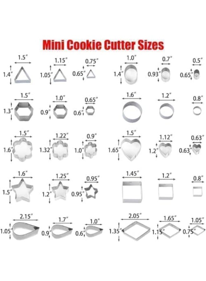 30Pcs Mini Cookie Cutter Set with Box, Small Stainless Steel Veggie Cutters, Polymer Clay Cutters for Kids, Geometric Set for Biscuit Cutter, Tiny Fruit Cutter - Image 2