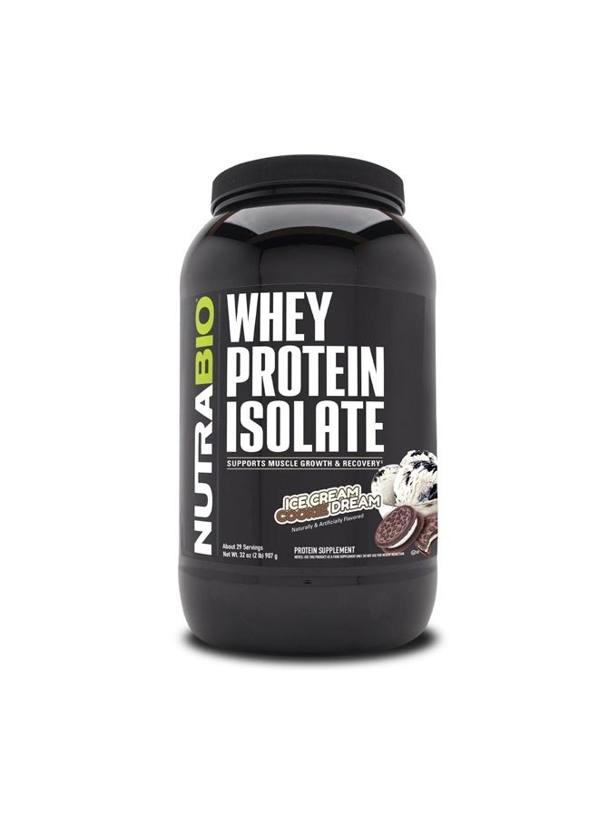 NutraBio Whey Protein Powder Isolate Supplement – 25g of Protein Per Scoop with Complete Amino Acid Profile - Soy and Gluten Free - Zero Fillers and Non-GMO - Ice Cream Cookie Dream - 2 Lbs. - Image 1
